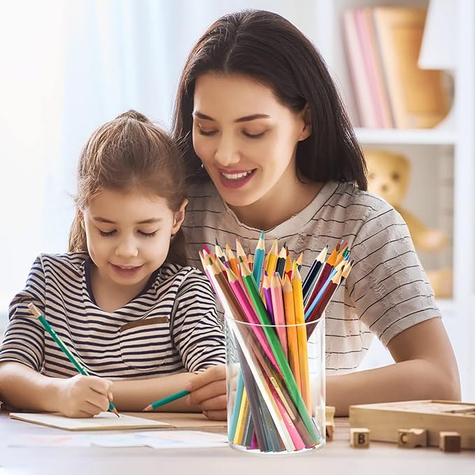 8 Pieces Clear Acrylic Pen Holder Round Acrylic Pencil Cup Clear Makeup Bush Holder Acrylic Desktop Stationery Organizer for Office School Home Desk Accessories (8 Pack, Round)