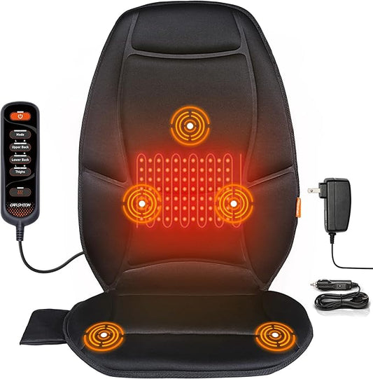 Back Massager for Chair, Vibration Massage Seat Cushion, Heated Seat Cover for Lower Back, Seat Warmer for Pain Relief, Chair Massager for Office, Gift for Men Women