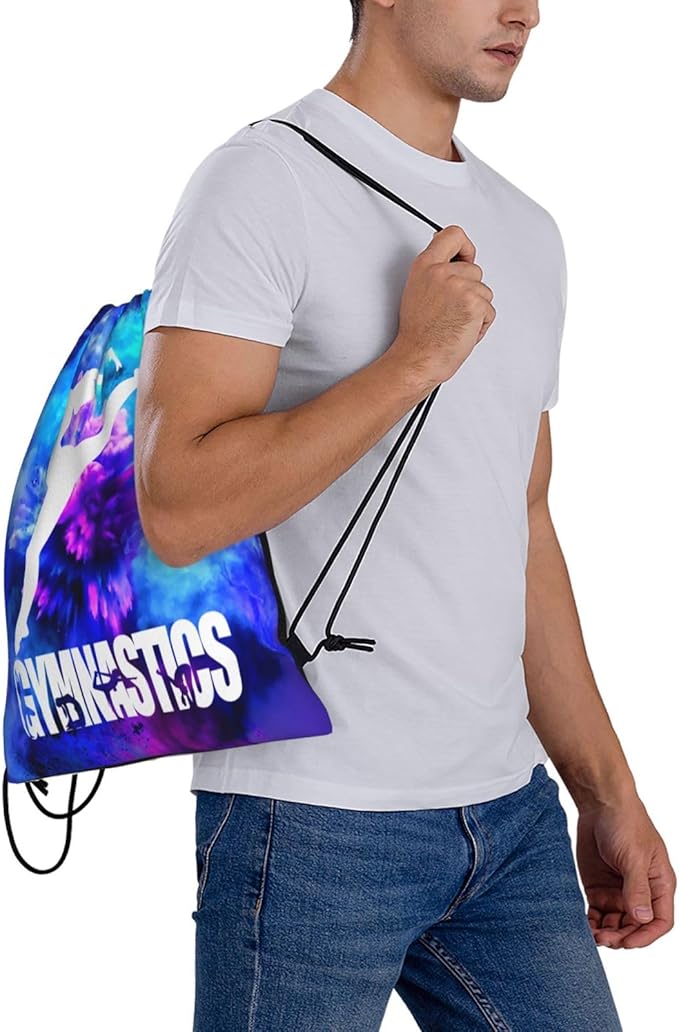 Gymnastics Drawstring Backpack Light Gym String Bag Pink Water Resistant Sackpack Sport Yoga Daypack For Womens Mens