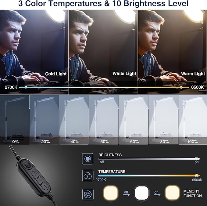 Lighting for Video Calls, 30 Light Modes Video Conference Light, Desk Ring Light with Stand for Webcam, Meetings, Live Stream, Home Office. CRI 97.8