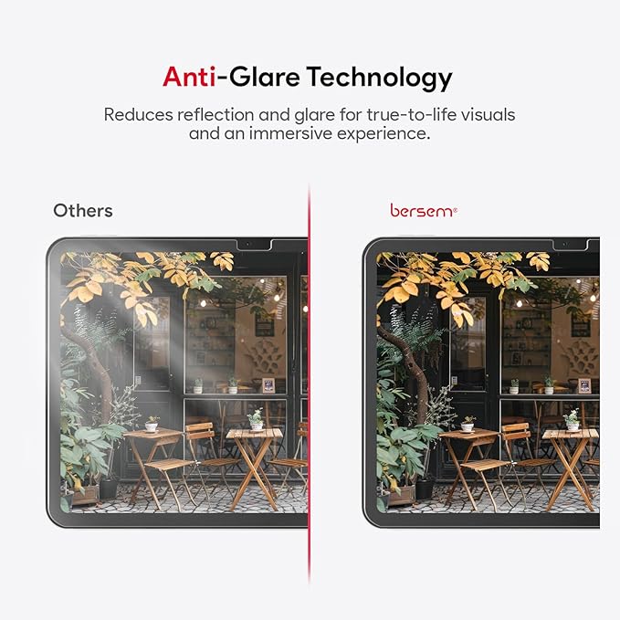 bersem Paperfeel Glass Screen Protector Compatible with iPad A16 11th/10th Generation (11/10.9 Inch, 2025/2022), Tempered Glass, Anti-Scratch, EZ Kit, Case Friendly, 1 Pack