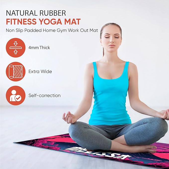 Custom Yoga Mat | Ships Next Day | Customize | Workout Mat for Men and Women | Non Slip Rubber Exercise Mat | 4mm Thick Gym Mat for Meditation, Pilates, Yoga, Gym