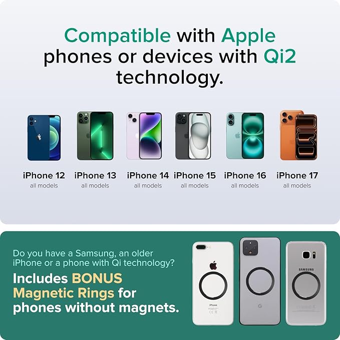 ARK Uno - Solid Wood MagSafe Stand Magnetic Wireless Charging Station w/Adapter & USB to USB C15W Wireless Charger. for iPhone 12-17 & Some Samsung. Home, Office, Kitchen,Best Mens Gifts!