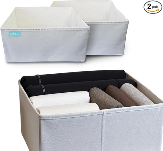 2 Pcs PLIIO Foldable Drawer Organizer, Closet Dresser Drawer Divider, Clothes Storage Box, Storage Bins, Wrinkle-Free Storage Solution for Home and Travel, Wardrobe Organizer and Clothes Folder