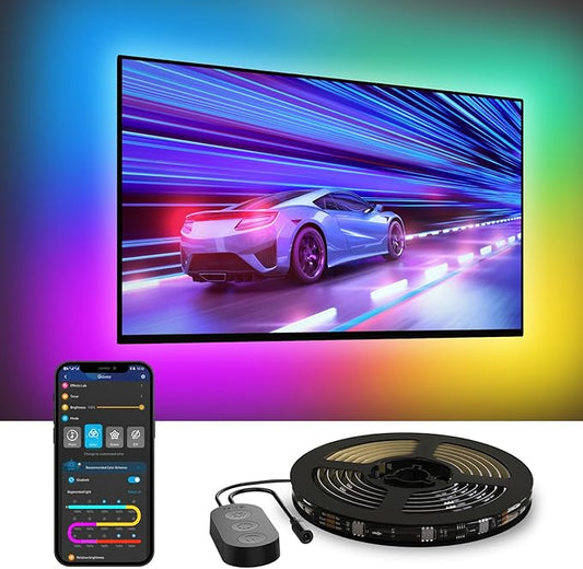 Govee TV LED Backlight,RGBIC Smart LED Strip Lights for 70-80 inch TVs, Bluetooth and Wi-Fi Control, Works with Alexa & Google Assistant, Music Sync, 99+ Scene Modes, Adapter