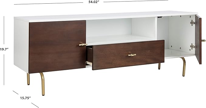Safavieh Home Genevieve Mid-Century Modern Walnut and White Storage TV Media Stand