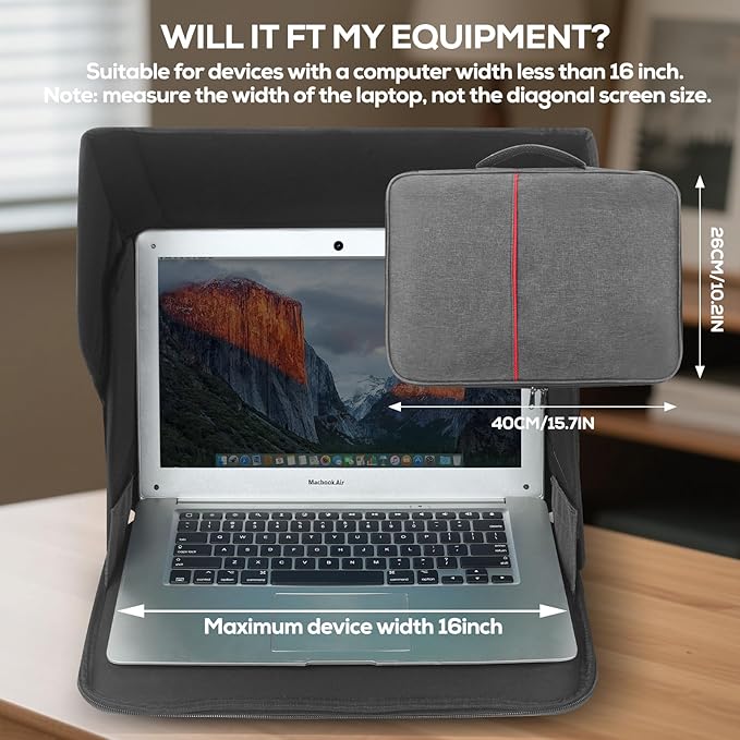 Laptop Sun Shade & Privacy Shield – Premium Physical Filter for 12-14" Laptops, Overheating, Adjustable and Foldable for Outdoor Work