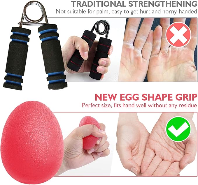 Peradix Hand Grip Strength Trainer, Stress Relief Ball for Adults and Kids, Wrist Rehab Therapy Hand Grip Equipment Ball Squishy Tools - Set of 3 Finger Resistance Exercise Squeezer