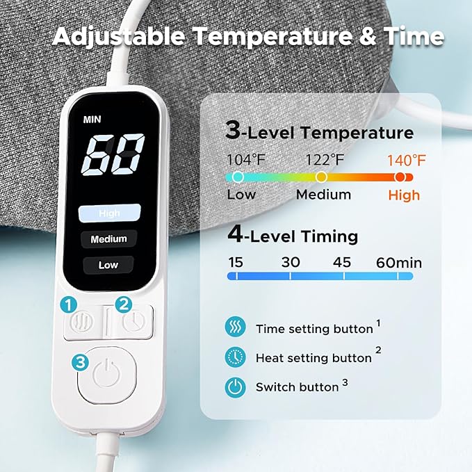 Ezona Heated Eye Mask, Warm Eye Compress Mask for Dry Eyes, USB Electric Eye Heating Pad with Temperature & Timer Control, Dry Eyes, Blepharitis, Sinus Migraine (Blue)