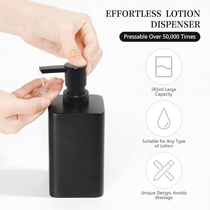 Bathroom Accessories Set, 4 Pcs Bathroom Accessory Set, Soap Dispenser, Toothbrush Holder, Qtip Holder Set, Bathroom Sets Complete, Bathroom Sink Set for Modern Home,Matte Black