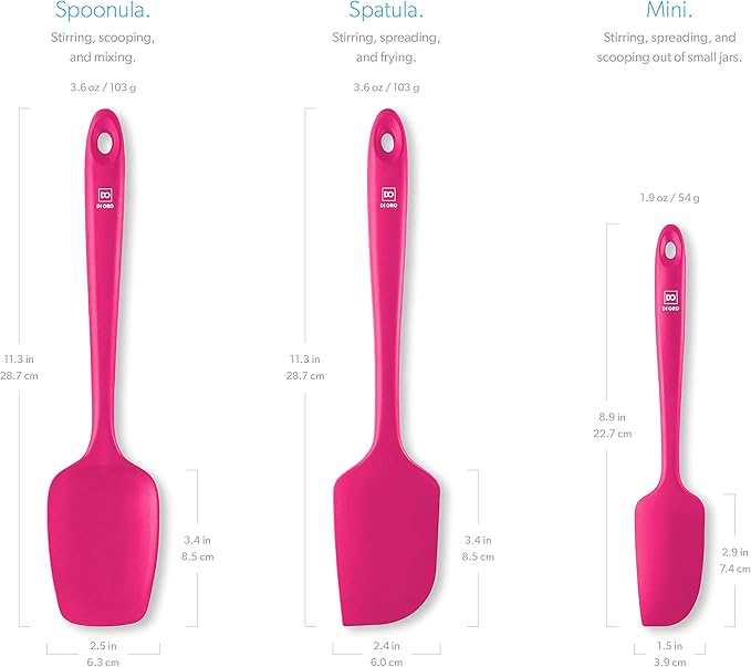 DI ORO Silicone Spatula Set - Rubber Kitchen Spatulas for Baking, Cooking, & Mixing - 600°F Heat-Resistant & BPA Free Silicone Scraper Spatulas for Nonstick Cookware - Dishwasher Safe (3pc, Magenta)