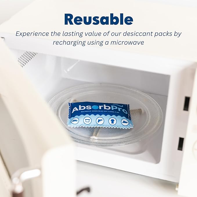 Rechargeable Dehumidifier Bag 3-Pack - 100g Reusable Moisture Absorbers - Silica Gel Packets for Bins, Totes, Gun Safe, Food Storage, Clothes, Cars, and Boats