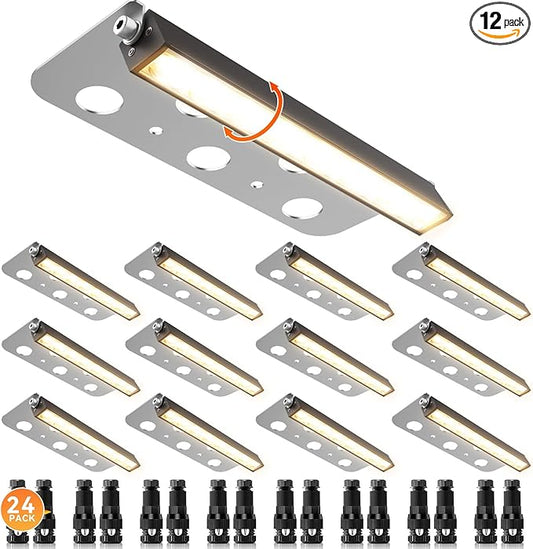 JESLED 12 Pack 7inch LED Retaining Wall Lights, 5W Landscape Lighting, LED Hardscape Lighting,12V Paver Lights Low Voltage Hardscape Lights, 5W Outdoor Step Lights, 2700K Warm White, Waterproof