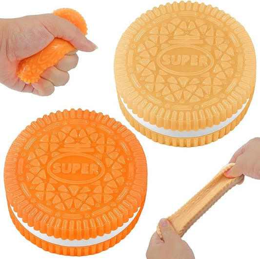 Sticky Cookie Squishies Fidget Toys Adults, Squeeze Toys Sensory Toys for Kids with Autism, Stress Balls for Adults Fidgets Birthday Gifts Party Favors for Kids(2 Pack Golden Brown)