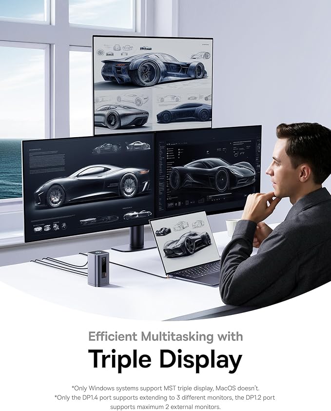 Baseus Laptop Docking Station, 11 in 1 Triple 4K Display HDMI/DP, 10Gbps USB A/C Fast Data, PD 100W, Ethernet, Audio, USB C Docking Station for Windows/Dell/HP/Lenovo/Asus/Acer/Mac (Include Charger)