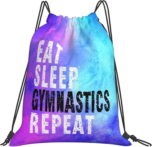 Gymnastics Drawstring Backpack Light Gym String Bag Pink Water Resistant Sackpack Sport Yoga Daypack For Womens Mens