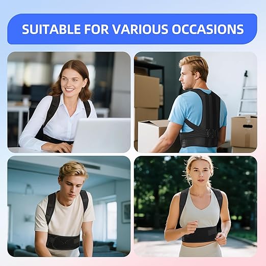 babaka Posture Corrector for Women and Men, Adjustable Full Back Support, Upper and Lower Back Pain Relief, Back Brace, Shoulder Straightener, Scoliosis, Hunchback, Thoracic, Spine Corrector (Medium, Waist: 28''-36'')