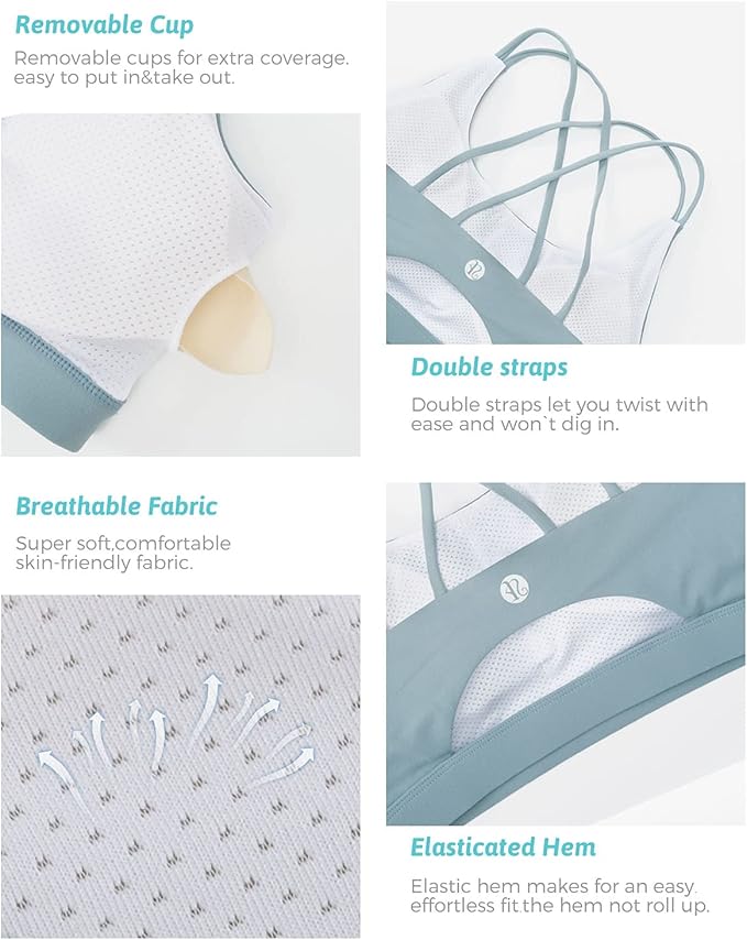 RUNNING GIRL Sports Bras for Women,Padded Sports Bra Tank Top Sexy Crisscross Back High Impact Longline Workout Yoga Bra