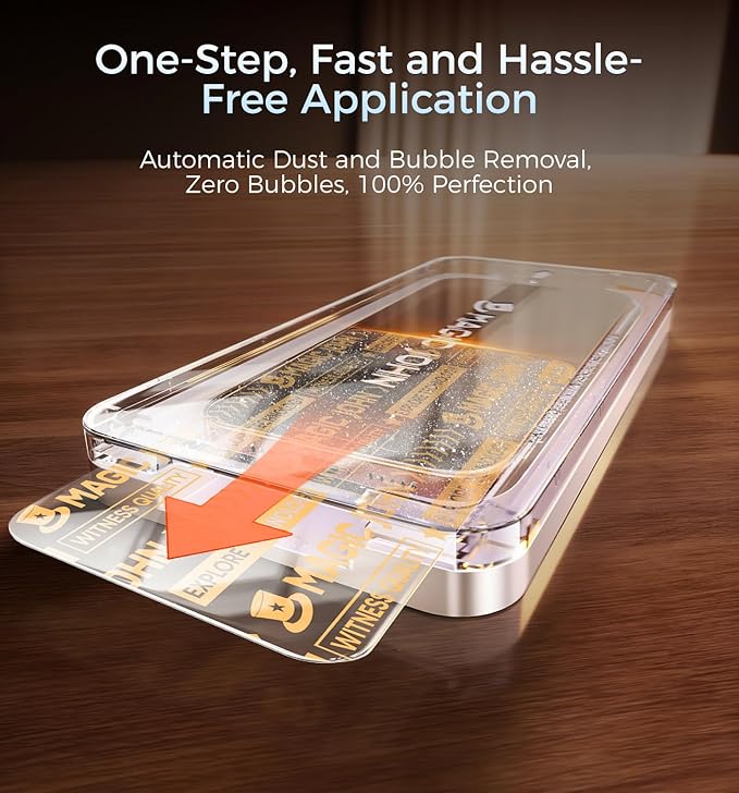 MAGIC JOHN 3rd Gen Upgraded for iPhone 16 Pro Screen Protector 6.3 Inch, HD Clear, Shatterproof Tempered Film, Auto Dust-Elimination, Bubble Free, Easy Installation, 2 Pack