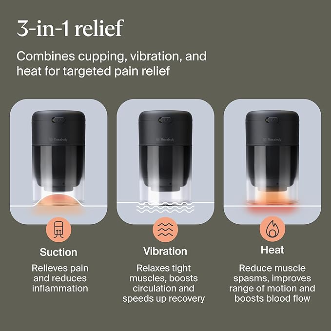 Therabody TheraCup - Portable Cupping Massage Therapy for Localized Muscle Tension Relief & Blood Circulation in Back, Shoulders, Legs and Body - Smart Cupping Therapy with ThermaVibration Technology