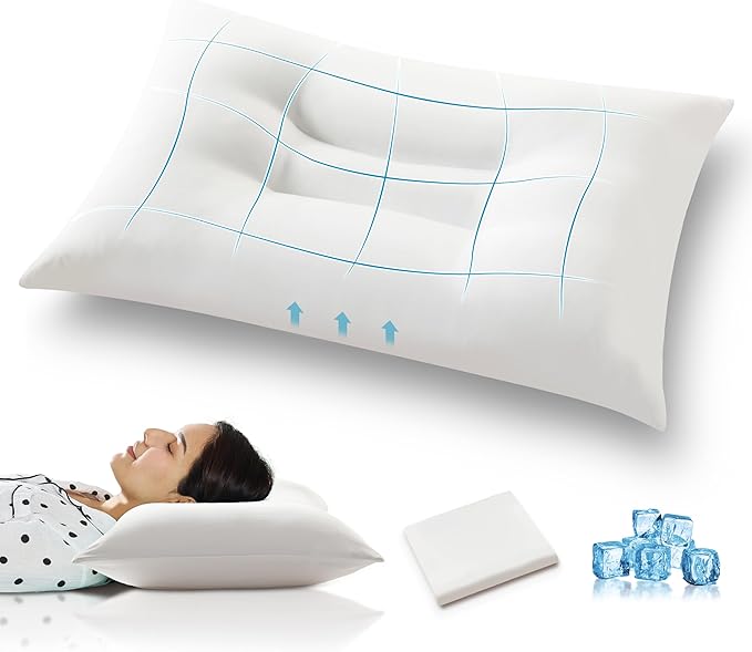 Globon Flat Cooling Pillow for Stomach and Back Sleepers, King Size Pillow for Sleeping, Pack of 1, 18"X34", White