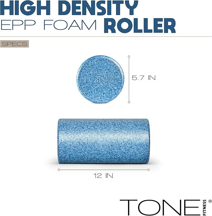 Tone Fitness High Density EPP Foam Exercise Foam Roller for Yoga, Pilates, Stretching, Massage, and Recovery | Multiple Sizes and Colors
