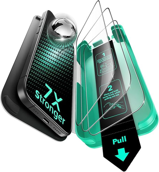 ESR 3 Pack 9H+ Glass for iPhone 15 Pro Max Screen Protector, [Military Grade Shatterproof & Longest Durable] Armorite Ultra-tough Full Coverage Tempered Glass with UltraFit Tray