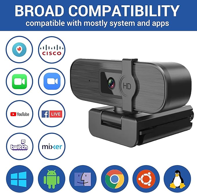 4K Webcam for PC, Auto-Zoom,with Remote Control,Privacy Cover, White Balance, Webcam with Microphone, Plug & Play, 4K Web Camera for Laptop/Desktop, Video Calling,Conferencing