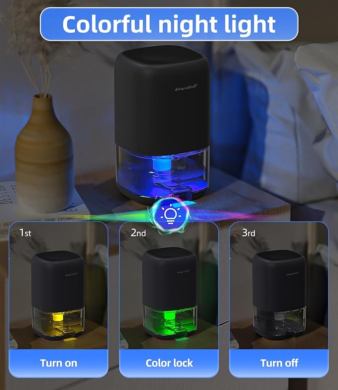 TABYIK Small Dehumidifier for Bedroom, Bathroom, Portable Dehumidifiers for Home, Room, RV, Closet, Quiet Compact Moisture Remover for Small Spaces, with Auto Shut Off, 35 OZ, Grey