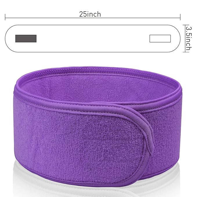 Denfany Spa Headband 3 Pack Ultra Soft Adjustable Face Wash Headband for Face Washing, Shower, Makeup and Sport (purple)