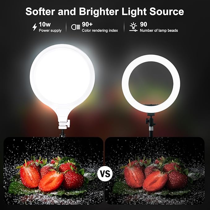 Ring Light for Streaming, 10'' Full Screen LED Ring Light for Desk with Adjustable Arm, Video Conference Lighting for Zoom Meetings, Live Streaming, Content Creator, TikTok, YouTube