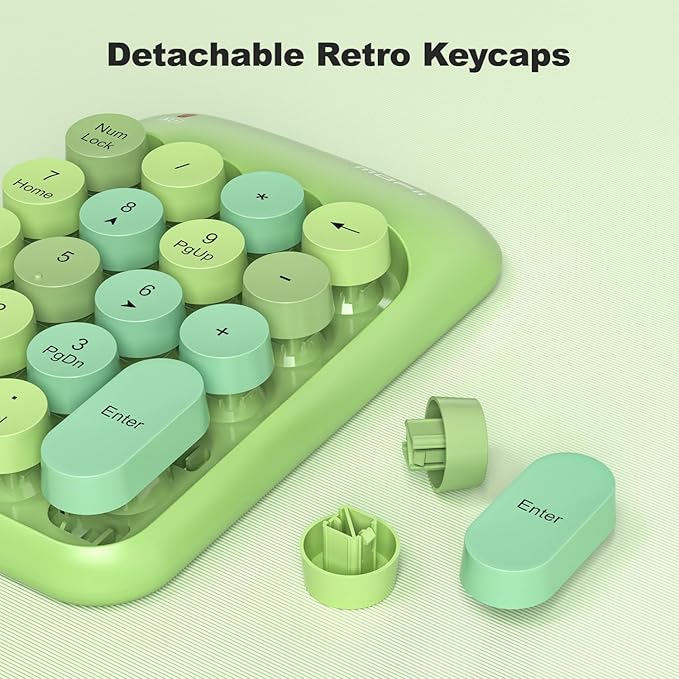 Wireless Number Pads, Cute Colorful Numeric Keypad Numpad Portable 2.4 GHz Financial Accounting Number Keyboard Extensions, 18 Key Number Numpad for Laptop Desktop, PC (Green Colorful)
