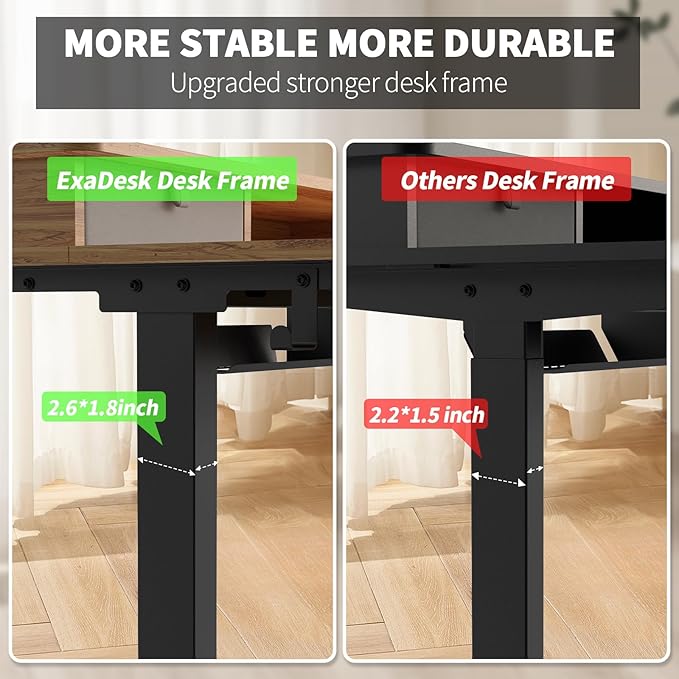 48 * 30 Inches Electric Standing Widened Desk Adjustable Height with 4 Drawers, Double Storage Shelves Stand Up Desk, Home Office Workstation Sit Stand up Desk (Light Rustic Brown)