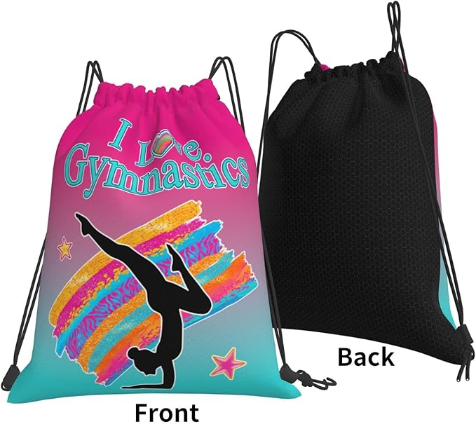 Gymnastics Drawstring Bags For Women Gymnast Drawstring Backpack Water Resistant String Bag Sports Gym Bag