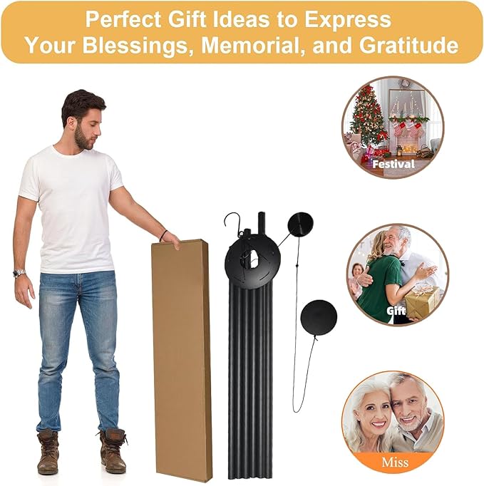 Large Memorial Wind Chimes, 67'' Deep Tone 6 Heavy Tubes Soothing Tones Windchimes for Outside Garden Patio Hanging Decor, Sympathy Gifts, Memorial Wind Chime Best Gift for Mom Women Grandma Neighbors