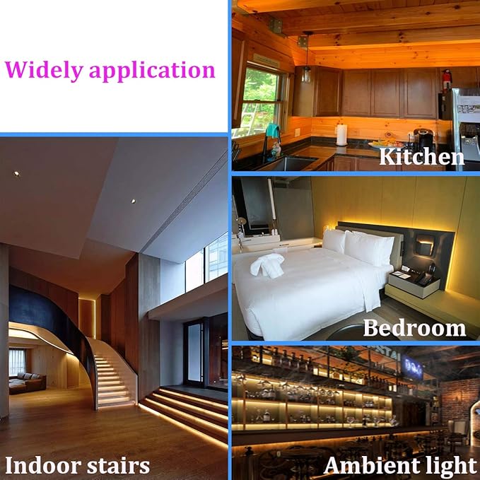 WOBANE LED Strip Lights 32.8ft Warm White, Dimmable Light Strip Kit with Remote and ETL Listed Power Supply, 600 LEDs Supper Bright Tape Lights for Room, Kitchen, Bed, Under Cabinet, Wardrobe, 3000K