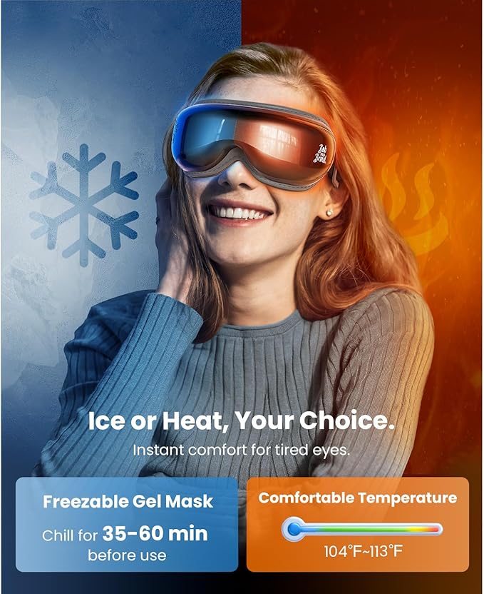 BOB AND BRAD Eye Massager with Heat and Cooling, EyeOasis 3 Eye Mask for Migraine FSA Eligible/HSA Eligible, Heated Face Massager for Dry Eye Strain Relief Improve Sleep, Birthday Gifts for Women Men