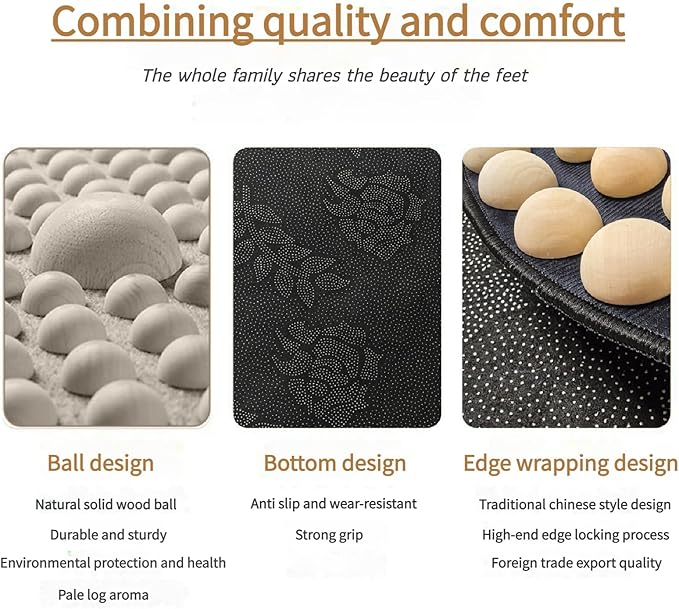 Wood Foot Massager Mat - Portable Acupressure Pad for Pain Relief, Foldable Pressure Point Relief Tool, Home Spa Therapy Foot Massage Board, Ideal Gift for Seniors