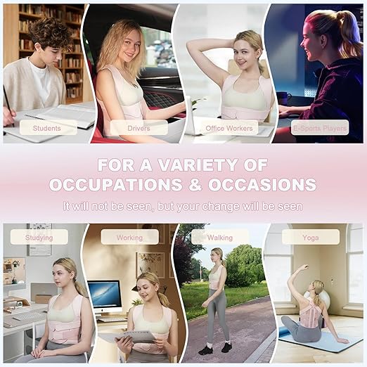 Posture Corrector for Women and Men Upgraded Back Brace, Adjustable Back Support for Upper and Lower Back Pain Relief, Shoulder Straightener for Hunchback, Scoliosis, Lumbar, Spine (Pink, Small)