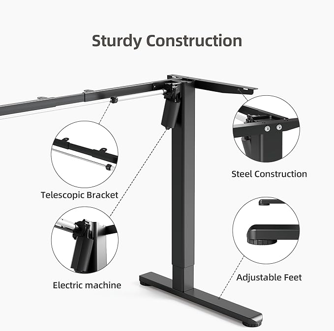 Claiks Standing Desk Frame, Electric Stand Up Desk Legs Frame Workstation Up to 63",C-Shaped Adjustable Standing Computer Desk for Home and Office, (Black Frame only)