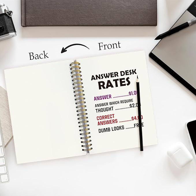 Answer Desk Rates Funny Notebooks for Work, Work Notebooks for Note Taking, Work Journal, Funny Office Supplies, Funny Office Gifts for Coworkers, 5.5x8.3 Inch