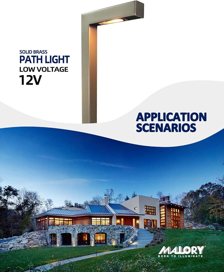 MALORY Low Voltage Landscape Path Lights with G4 Bulb(21.87" H),9-17V Brass Low Voltage LED Pathway Lights Outdoor,2700K Waterproof Landscape Lighting for Garden,Walkway,Driveway,Patio or Yard(P02)