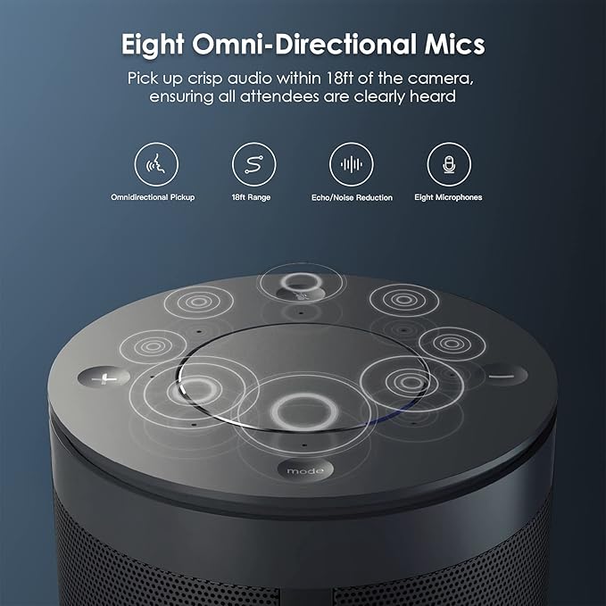 NexiGo Meeting 360 (Gen 2), 8K Captured AI-Powered Framing & Speaker Tracking, Plug & Play, 1080p HD 360-Degree Smart Video Conference Camera, 8 Noise-Cancelling Microphones