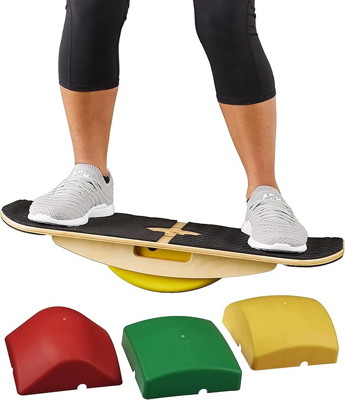 Blue Planet Balance Surfer | Bamboo Balance Board for Office, Standing Desks, Surfing, SUP, Yoga, Exercise! Includes 3 Balance Modules (EVA Foam)
