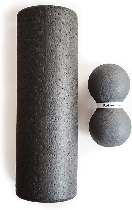 Roller Fitness Infinity Roller, Peanut Foam Roller, Large 8-Inch Double Massage Ball Exercise Roller (Gray - Soft)