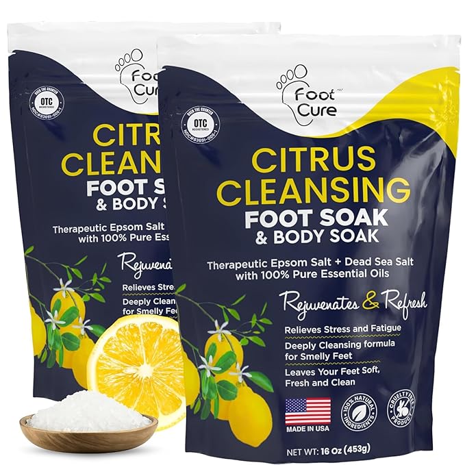 Citrus Detox Foot Soak With Epsom Salts - for Foot Callus, Immune Boost, Damaged Toenail, Athletes Foot, Pedicure and Soothes Tired Aching Feet - Made in USA 16 oz (Pack of 2)