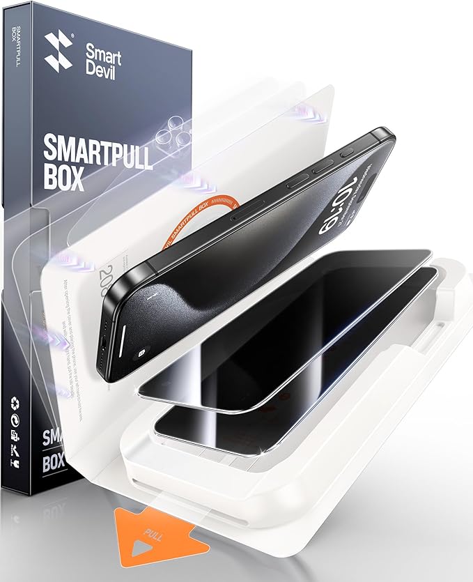 SMARTDEVIL 2 Pack for iPhone 15 Pro Max Privacy Screen Protector, Military Grade Shatterproof, 9H Hardness, Anti-Spy Tempered Glass, Fast & Easy Instlltion, Case Friendly