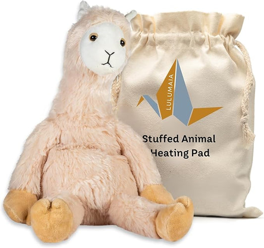 Heating Pad for Cramps - Cuddly, Heated Stuffed Animal - Durable and Reusable Microwavable Plush Heating Pad for Soothing Comfort in Canvas Giftable Bag for Women, Girls, Kids (Sleepy Llama)