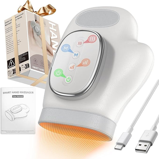 Professional Hand Massager with Heat Compression Therapy, 3 Massage 4 Temperatures 5 Compression Pain Relief Glove, Arthritis & Wrist Carpal Tunnel Neuropathy Circulation, Gifts for Women/Men