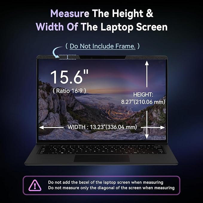Magnetic Laptop Privacy Screen 15.6 Inch for 16:9 Computer Monitor, Removable 15.6” Anti Glare Protector Blue Light Filter Shield Compatible with HP Dell Xps Acer Asus Samsung Lenovo ThinkPad Envy